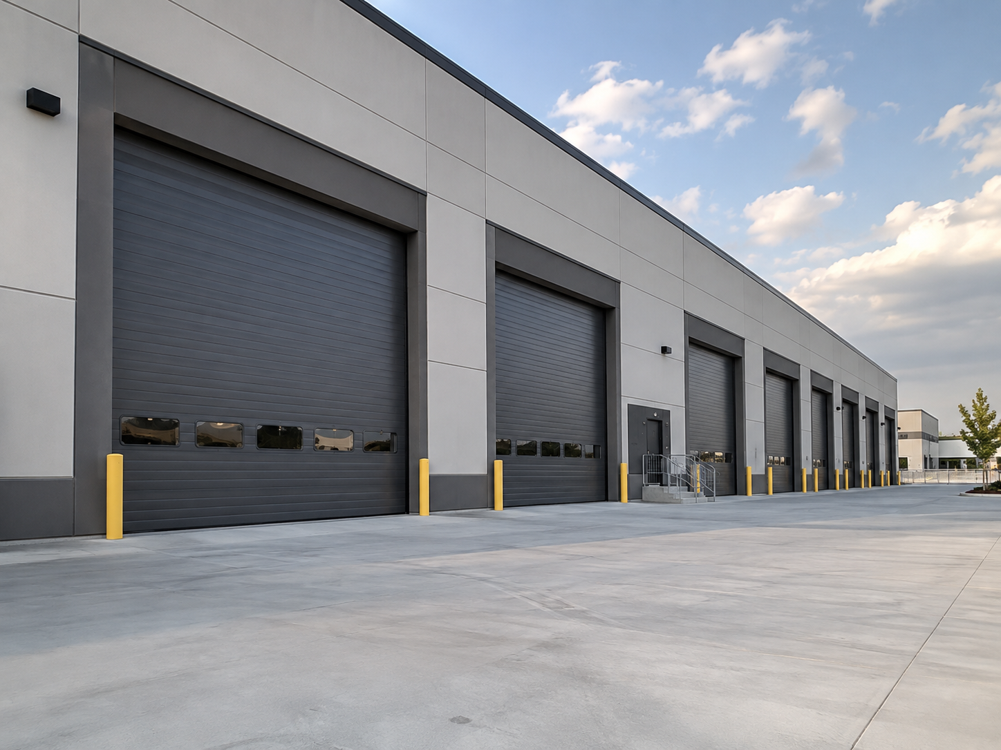 Commercial garage doors on warehouse