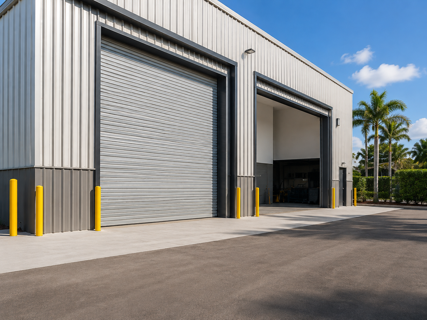 Commercial garage doors on warehouse