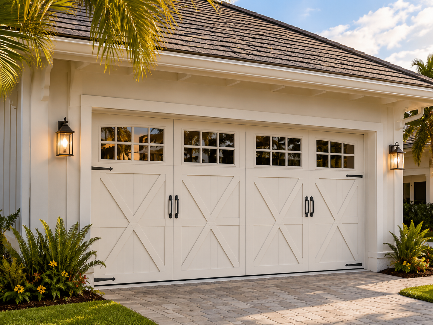 Technician repairing a garage door